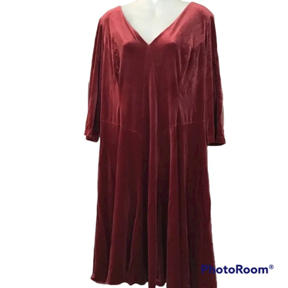 Dress, Size 1X (16-18), Red, Velvet, NWT